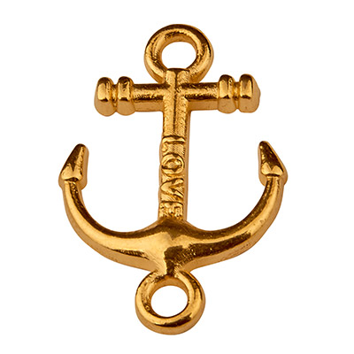 Bracelet connector anchor, 13 mm, gold-plated 