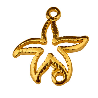 Bracelet connector starfish, 16 x 15 mm, gold plated 