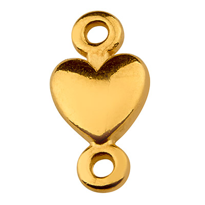 Bracelet connector heart, 6 mm, gold plated 