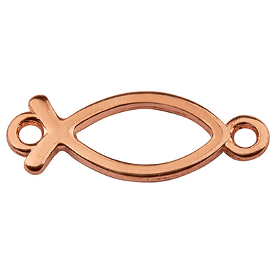 Bracelet connector fish, 22 x 8 mm, rose gold plated 