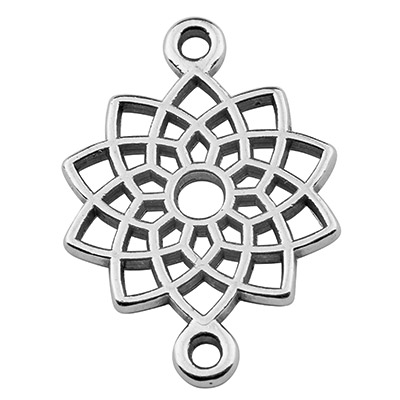 Bracelet connector ornament, 14 mm, silver-plated 