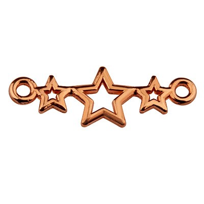 Bracelet connector 3 stars, 19 x 9 mm, rose gold plated 
