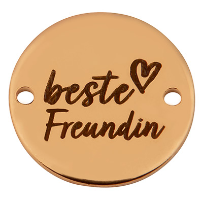 Coin Armbandverbinder "Beste Freundin", 15 mm, rosevergoldet, Motiv lasergraviert 