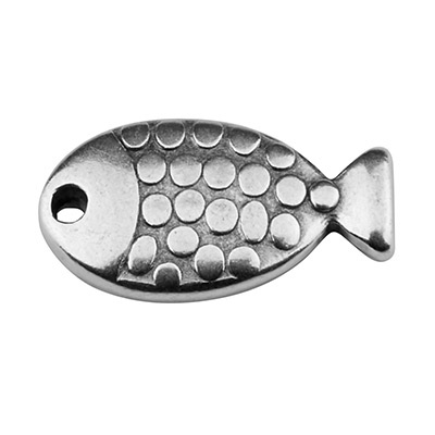 Metal pendant fish, 9 x 16 mm, silver-plated 