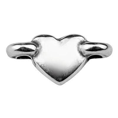 Bracelet connector heart 10,5 x 5 mm silver plated 