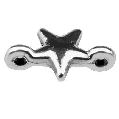Bracelet connector star 13 x 7,5 mm silver plated 