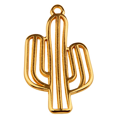Metal pendant cactus 19 x 33 mm gold plated 