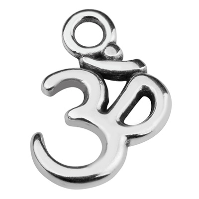 Metal pendant Om symbol 15.5 x 11.5 mm silver-plated 