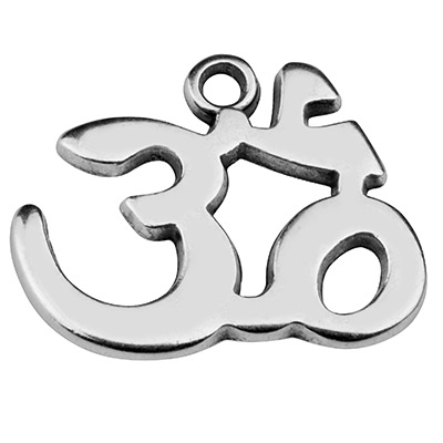 Metal pendant Om symbol 16.5 x 21 mm silver plated 