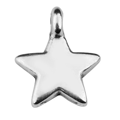 Metal pendant star 10 x 8 mm silver plated 