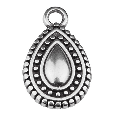 Metal pendant drop ethno 16,5 x 10 mm silver plated 