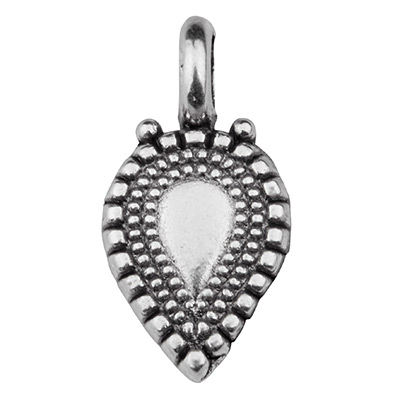 Metal pendant drop ethno 18 x 9 mm silver plated 