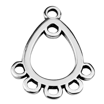 Metal pendant drop with 5 eyelets 15.5 x 12.5 mm silver plated 