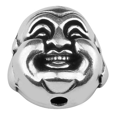 Metal bead Buddha head 19,5 mm silver plated 