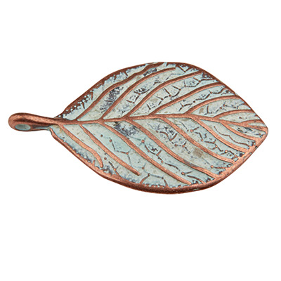 Patina Metal Pendant Leaf 36 x 20 mm 