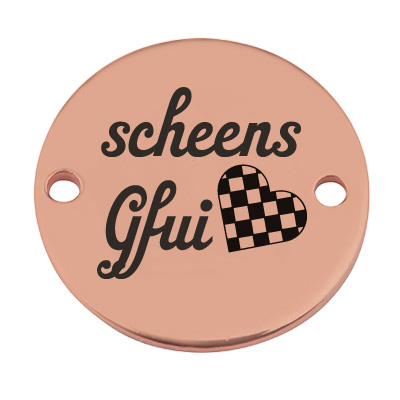 Coin Armbandverbinder "Scheens Gfui", 15 mm, rosevergoldet, Motiv lasergraviert 