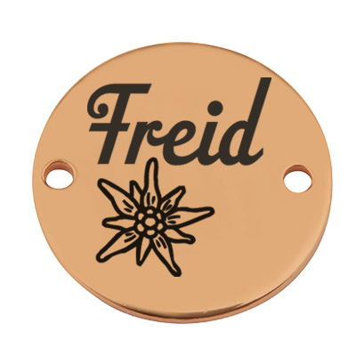 Coin connecteur de bracelet "Freid", 15 mm, doré, motif gravé au laser 