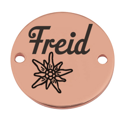 Coin Armbandverbinder "Freid", 15 mm, rosevergoldet, Motiv lasergraviert 