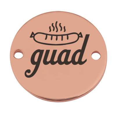 Coin Armbandverbinder "guad", 15 mm, rosevergoldet, Motiv lasergraviert 