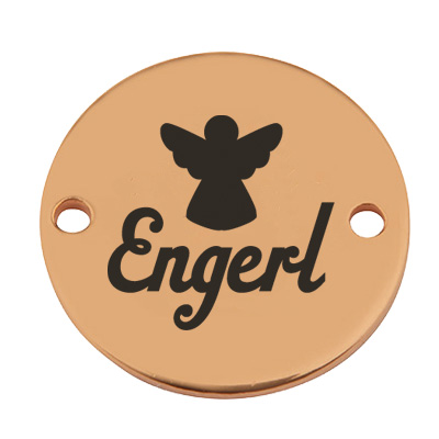 Coin Armbandverbinder "Engerl", 15 mm, vergoldet, Motiv lasergraviert 
