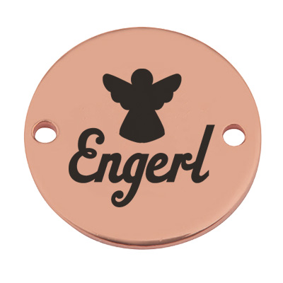 Coin Armbandverbinder "Engerl", 15 mm, rosevergoldet, Motiv lasergraviert 
