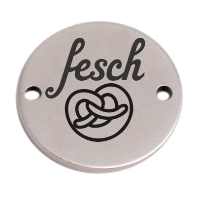 Coin connecteur de bracelet "fesch", 15 mm, argenté, motif gravé au laser 