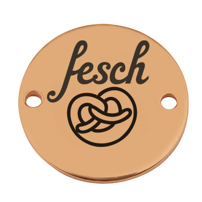 Coin connecteur de bracelet "fesch", 15 mm, doré, motif gravé au laser 