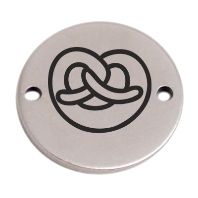 Coin bracelet connector pretzel, 15 mm, silver-plated, motif laser engraved 