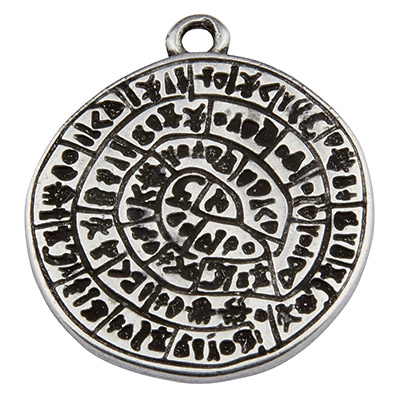 Metal pendant disc, 22 x 19.5 mm, silver-plated 