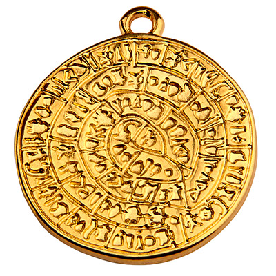 Metal pendant disc, 22 x 19.5 mm, gold-plated 