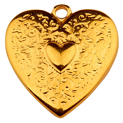 Metal pendant heart, 21 x 19 mm, gold-plated 