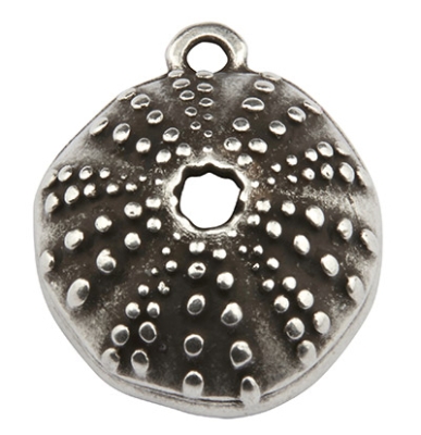Metal pendant shell, 18 x 14 mm, silver plated 