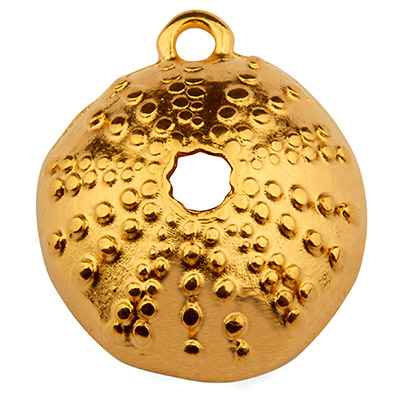 Metal pendant shell, 18 x 14 mm, gold-plated 