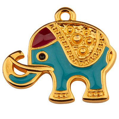 Metal pendant elephant, 18 x 20 mm, gold-plated 