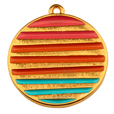 Metal pendant disc, 24 x 21.5 mm, gold-plated 