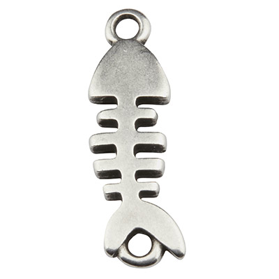 Bracelet connector fish, 20.5 x 6.0 mm, silver-plated 