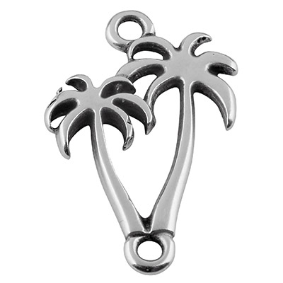 Bracelet connector palms, 21.5 x 14 mm, silver-plated 