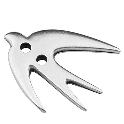 Bracelet connector swallow, 18 x 15 mm, silver-plated 