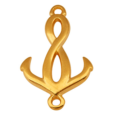 Bracelet connector anchor and infinity sign, 22.5 x 14 mm, gold-plated 
