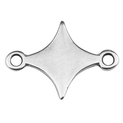 Bracelet connector star, 16 x 12 mm, silver plated 