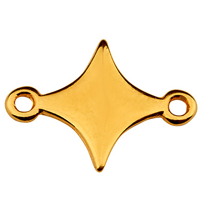 Bracelet connector star, 16 x 12 mm, gold-plated 