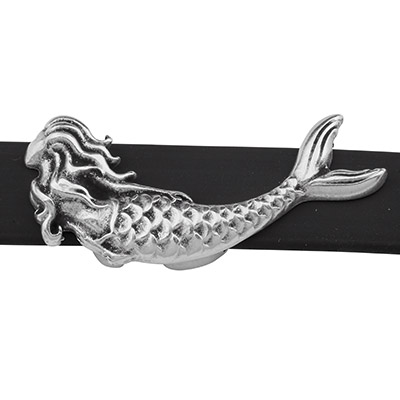 Slider Mermaid for straps with 10 mm width, silver plated 