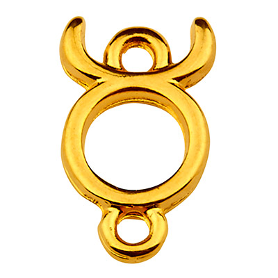 Bracelet connector star sign Taurus, 13.5 x 8.5 mm, gold-plated 