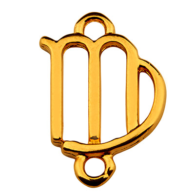 Connecteur de bracelet signe astrologique Vierge, 16 x 10,5 mm, doré 