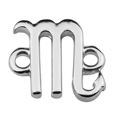 Bracelet connector star sign scorpio, 10.0 x 12.0 mm, silver plated 