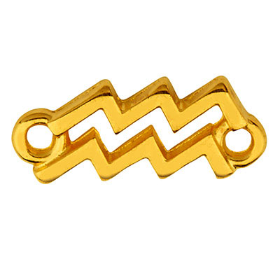 Bracelet connector star sign Aquarius, 16 x 6.5 mm, gold-plated 