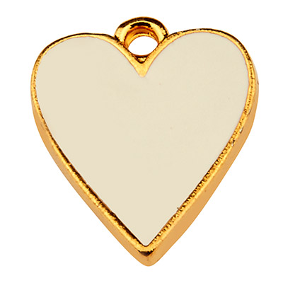 Metal pendant heart, 16.5 x 13.5 mm, enamelled, gold-plated 