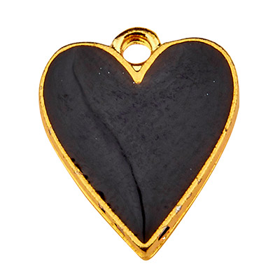 Metal pendant heart, 16.5 x 13.5 mm, enamelled, gold-plated 