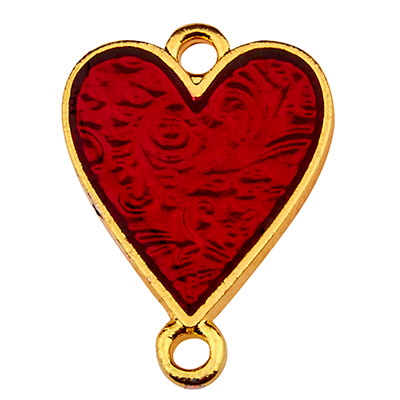 Bracelet connector heart, 19.5 x 13.5 mm, enamelled, gold-plated 