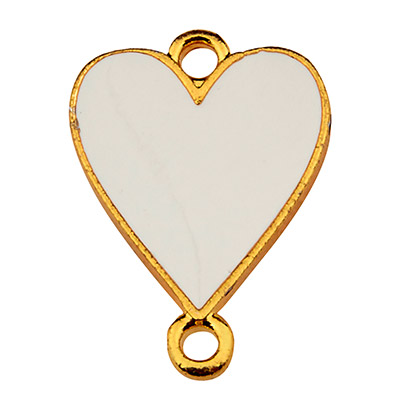 Bracelet connector heart,19.5 x 13.5 mm, enamelled, gold-plated 